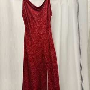 Red satin Polka Dot slip dress